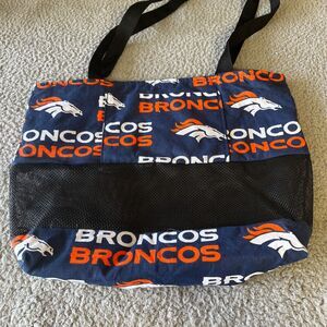 Denver Bronco's Tote Fabric Bag Mesh & Quilted Lined Handles